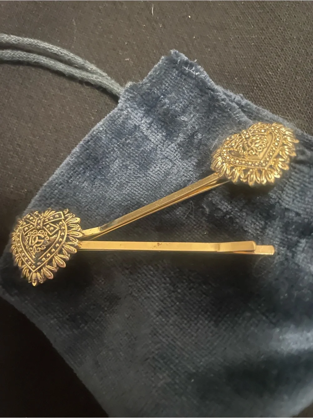 Dolce & Gabbana Gold Heart Decorative Bobby Pins - Women Accessories